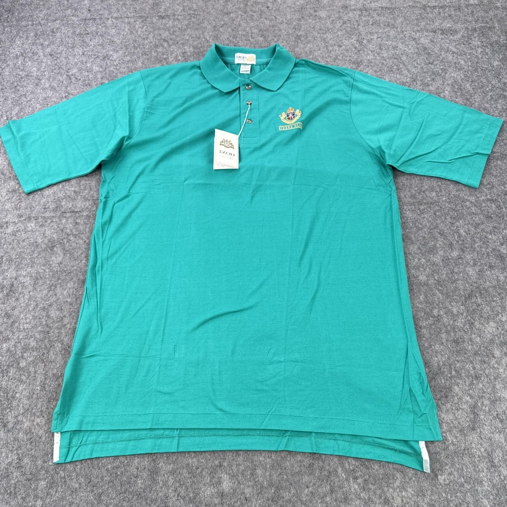 Vintage Izod Club Polo Shirt Mens XL Green Rivers Club Mercerized Cotton USA 00s